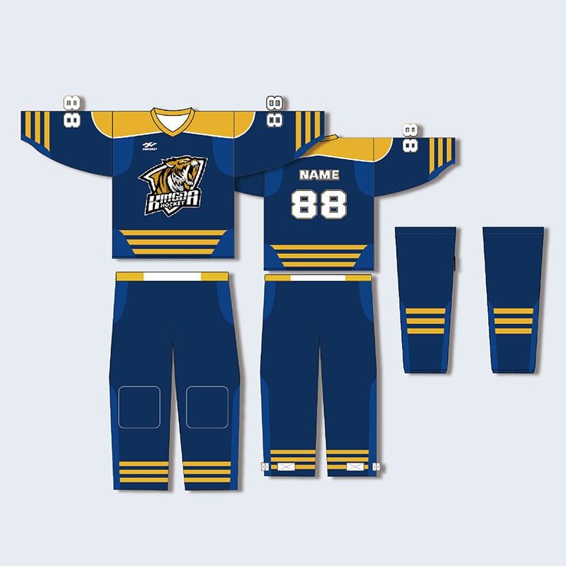 Σετ χόκεϊ επί πάγου με μεταξοτυπία, ελεύθερη γραμμή με μακριά μανίκια, προσωπικός σχεδιασμός, για προπονήσεις και αγώνες, 100% πολυεστέρας