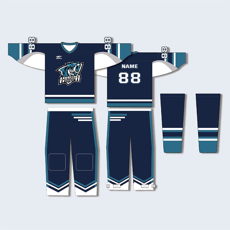 Σετ χόκεϊ επί πάγου με μεταξοτυπία, ελεύθερη γραμμή με μακριά μανίκια, προσωπικός σχεδιασμός, για προπονήσεις και αγώνες, 100% πολυεστέρας