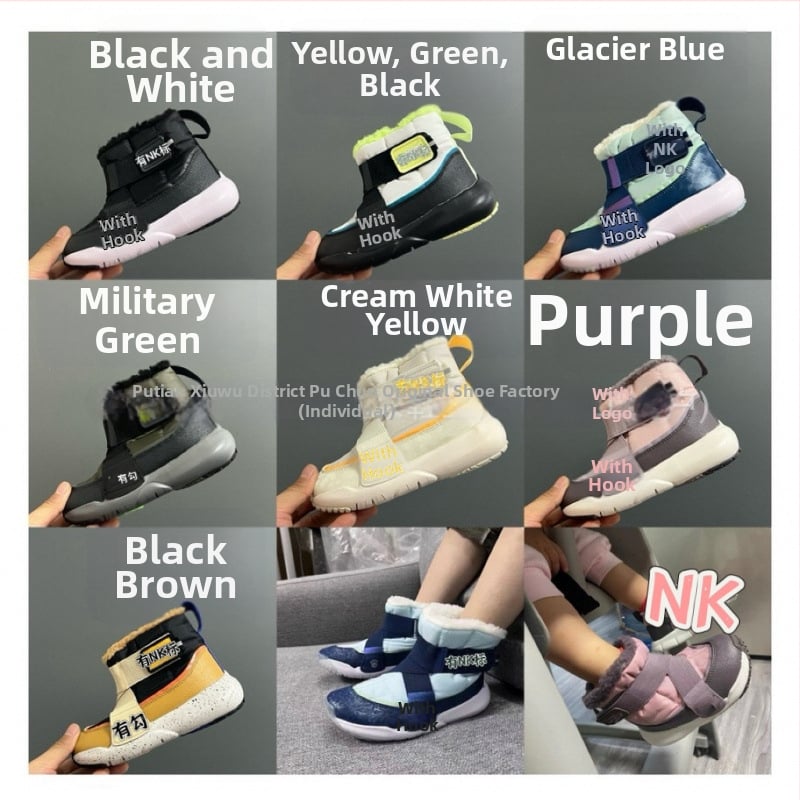 Gyerekeknek készült fleece-bélelt, magas téli csizma, uniszex, habos talpú, vastag szigetelés