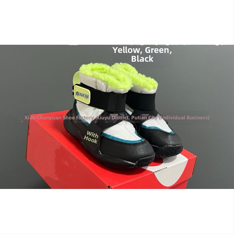 Gyerekeknek készült fleece-bélelt, magas téli csizma, uniszex, habos talpú, vastag szigetelés