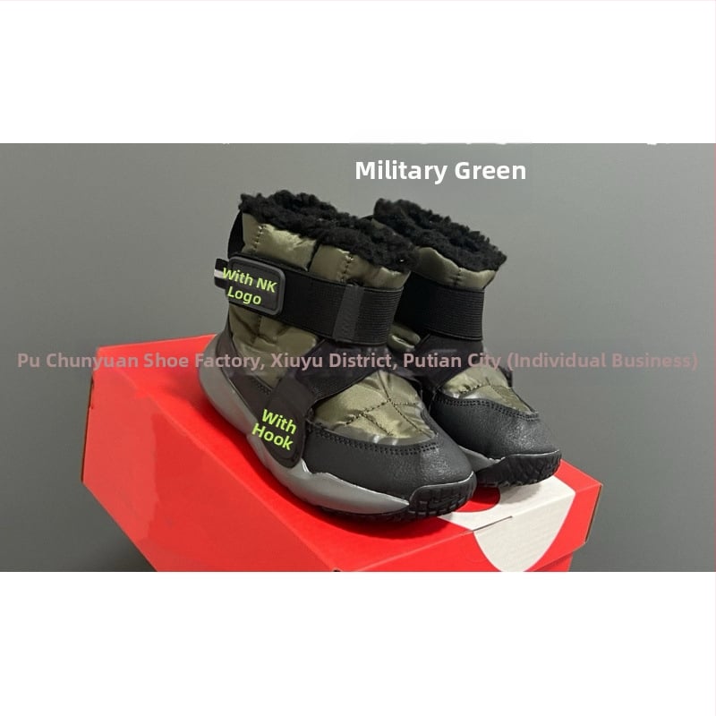 Gyerekeknek készült fleece-bélelt, magas téli csizma, uniszex, habos talpú, vastag szigetelés