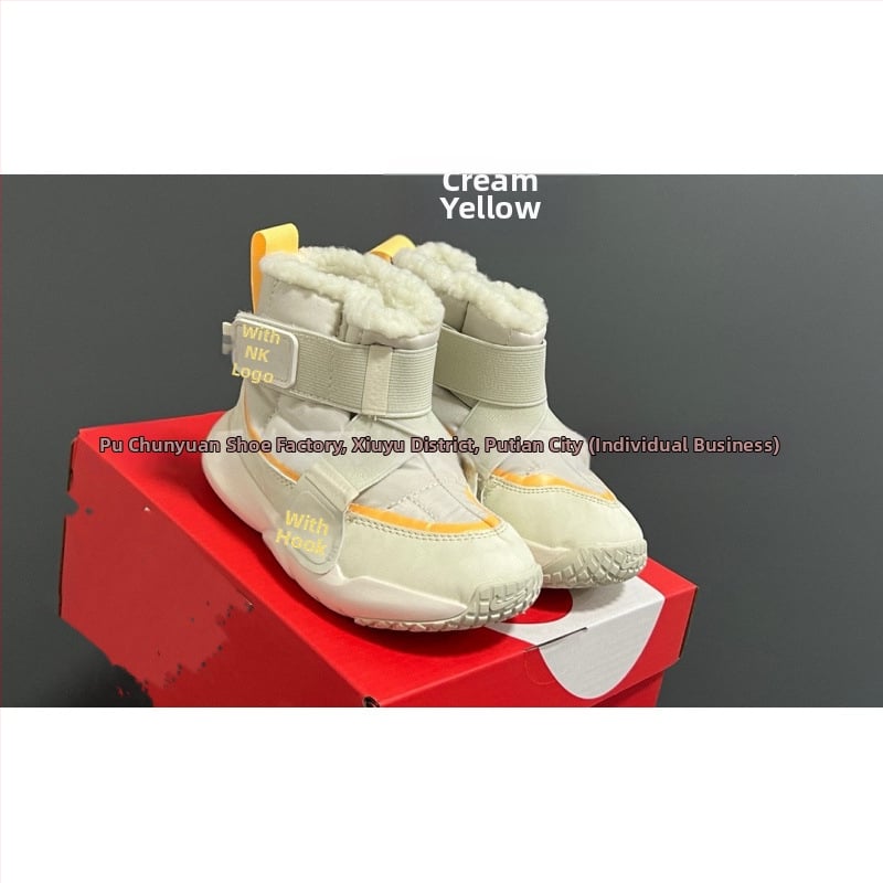 Gyerekeknek készült fleece-bélelt, magas téli csizma, uniszex, habos talpú, vastag szigetelés