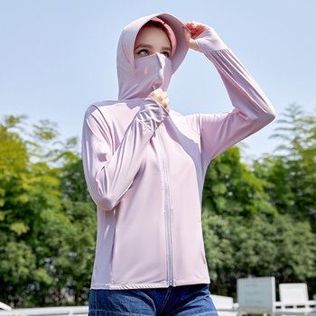Bluza feminină cu protecție solară din nylon, senzație răcoroasă, croială slim, mâneci lungi, subțire și respirabilă, UPF50+, stil Harajuku