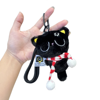 Plüss hátizsák-kulcstartó cicás rajzfilm-stílussal, kisállat-mintával, anyaga plüss, 2025 tavasz kiadás
