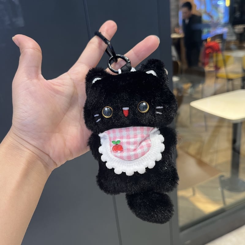 Plüss hátizsák-kulcstartó cicás rajzfilm-stílussal, kisállat-mintával, anyaga plüss, 2025 tavasz kiadás