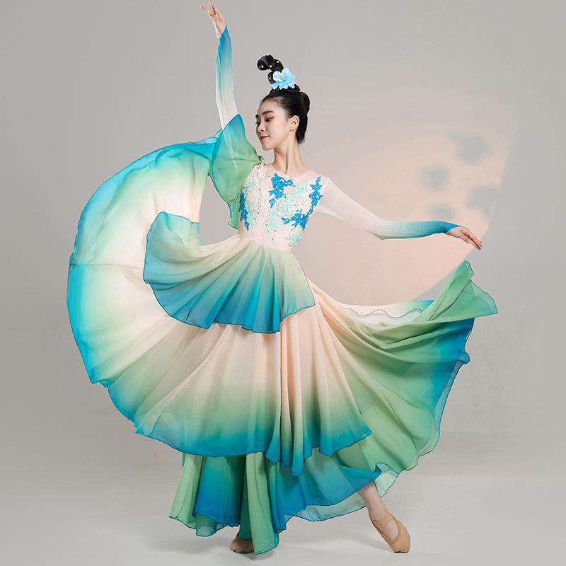 Női etnikai klasszikus táncruha – Spandex PU-val, 2024 nyár