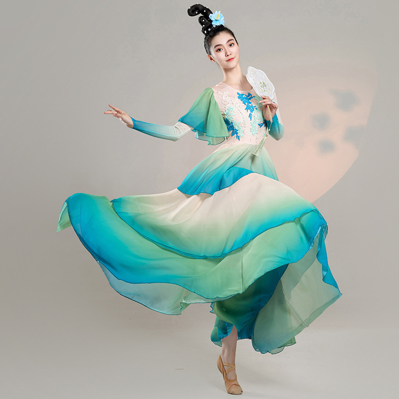 Női etnikai klasszikus táncruha – Spandex PU-val, 2024 nyár