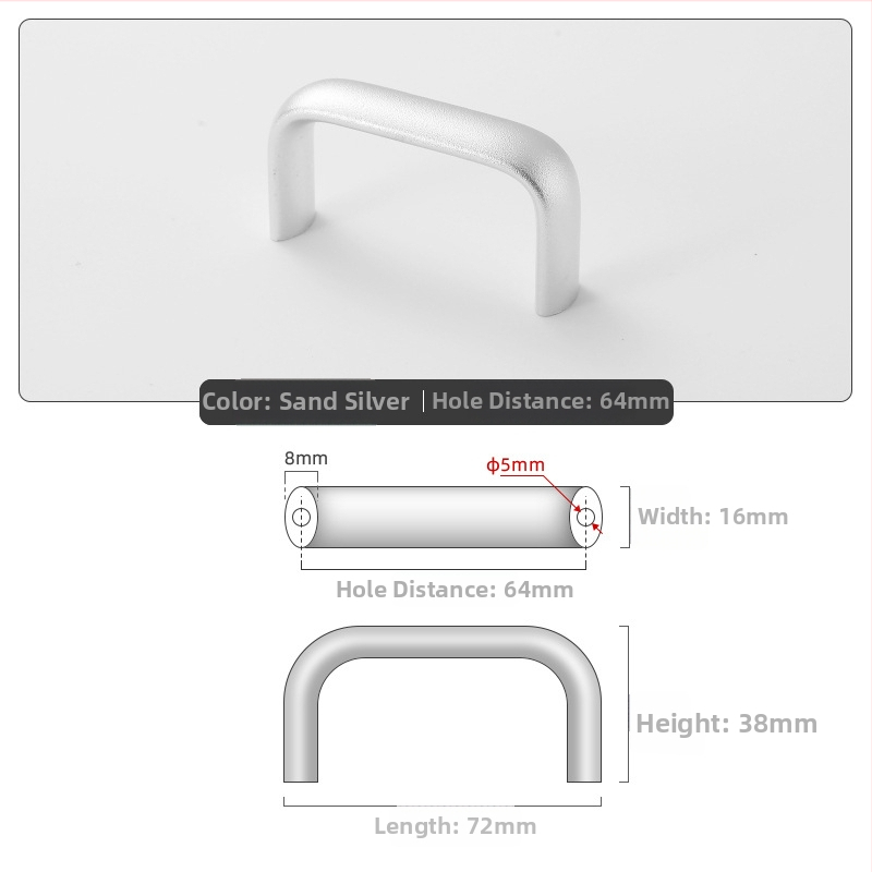 Овална алуминиева дръжка за шкаф, модел 162, East Wave, анодирано покритие, регулируемо разстояние между монтажните отвори