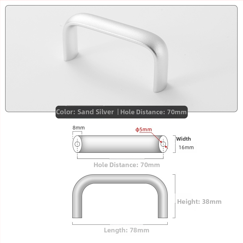 Овална алуминиева дръжка за шкаф, модел 162, East Wave, анодирано покритие, регулируемо разстояние между монтажните отвори