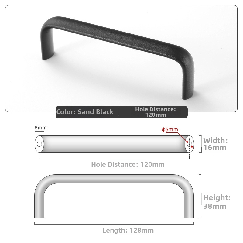 Овална алуминиева дръжка за шкаф, модел 162, East Wave, анодирано покритие, регулируемо разстояние между монтажните отвори