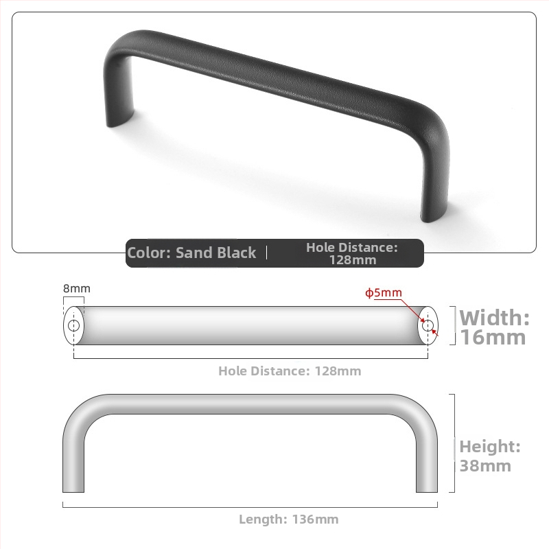 Овална алуминиева дръжка за шкаф, модел 162, East Wave, анодирано покритие, регулируемо разстояние между монтажните отвори