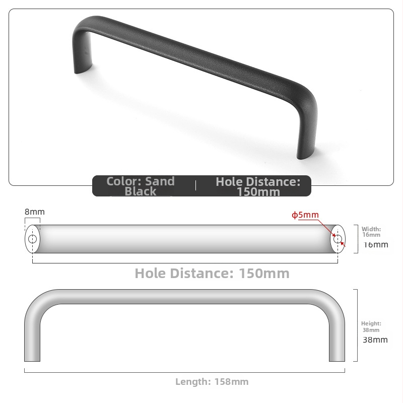 Овална алуминиева дръжка за шкаф, модел 162, East Wave, анодирано покритие, регулируемо разстояние между монтажните отвори