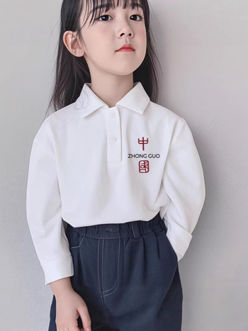 Παιδικό πόλο από 100% βαμβάκι, unisex, μακριά μανίκια, με γιακά πόλο, για ηλικίες 3–8 ετών