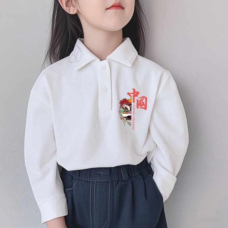 Παιδικό πόλο από 100% βαμβάκι, unisex, μακριά μανίκια, με γιακά πόλο, για ηλικίες 3–8 ετών