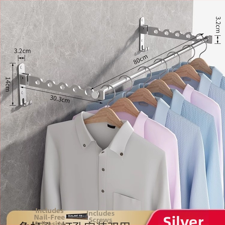 Стенно монтиран сгъваем сушилен прът за дрехи – алуминиева сплав, стил модерна простота, марка LGC