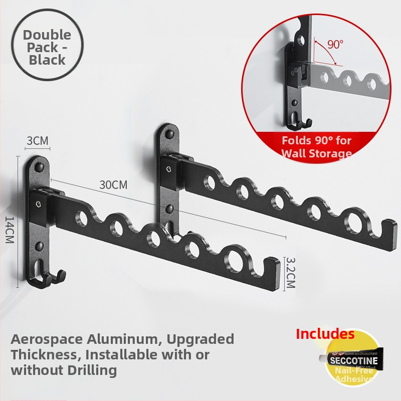 Стенно монтиран сгъваем сушилен прът за дрехи – алуминиева сплав, стил модерна простота, марка LGC