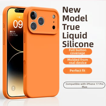 Maska za iPhone 17 Pro Max od tekućeg silikona, potpuno prekrivanje, zaštita od padova, stil japansko-korejski