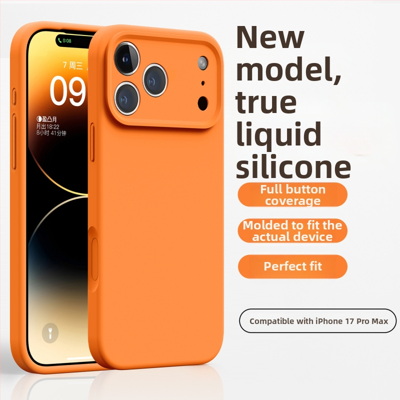 Maska za iPhone 17 Pro Max od tekućeg silikona, potpuno prekrivanje, zaštita od padova, stil japansko-korejski