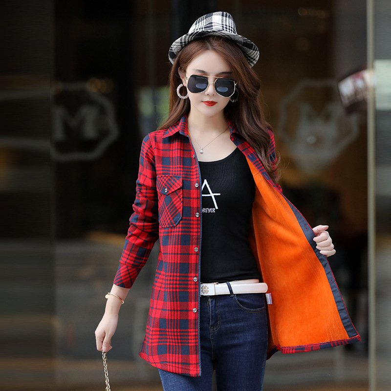 Női poliészter kockás ing, hosszú ujjak, négyzetes gallér, karcsú szabás