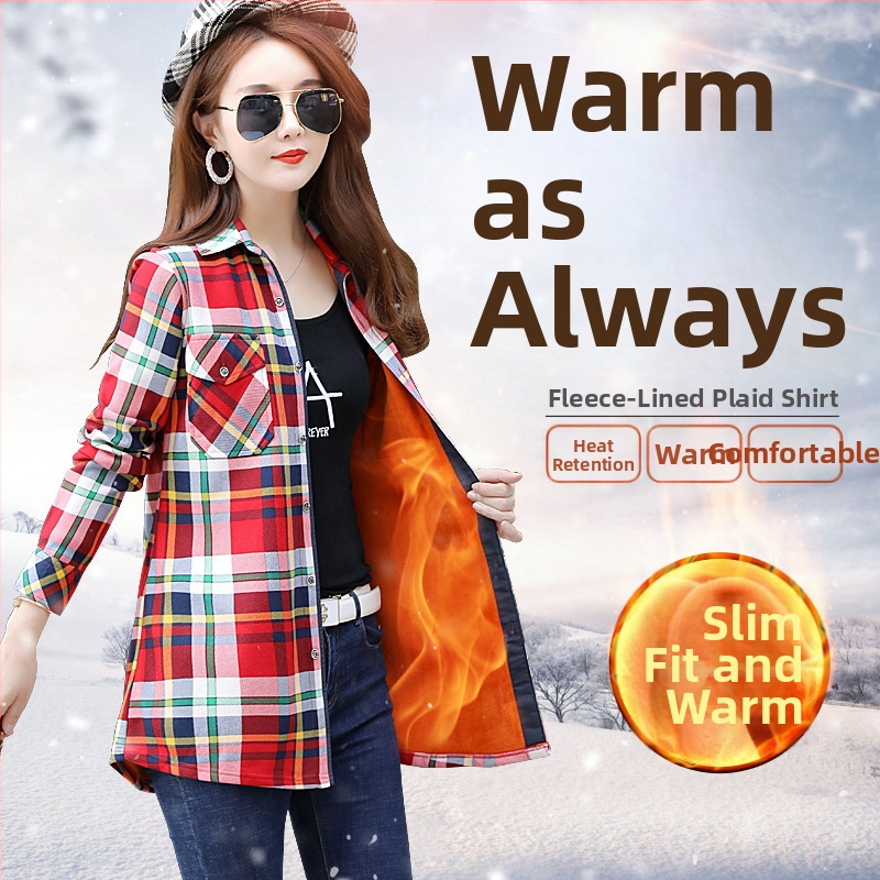 Női poliészter kockás ing, hosszú ujjak, négyzetes gallér, karcsú szabás