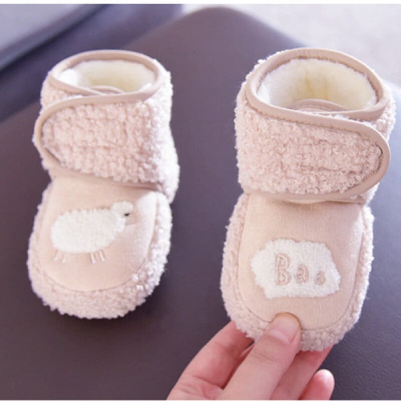 Βρεφικά χειμερινά παπούτσια με υφασμάτινο επάνω μέρος, Velcro κλείσιμο, αντιολισθητική σόλα, ζεστά, για ηλικίες 0-15 μηνών