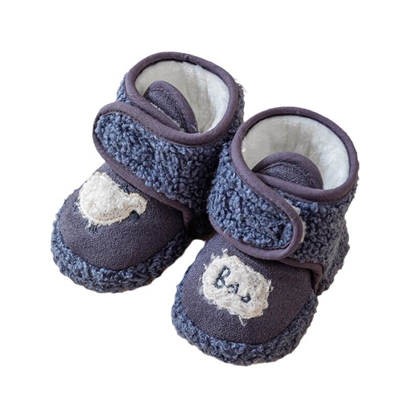 Βρεφικά χειμερινά παπούτσια με υφασμάτινο επάνω μέρος, Velcro κλείσιμο, αντιολισθητική σόλα, ζεστά, για ηλικίες 0-15 μηνών