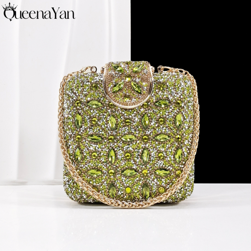 Set ženskih večernjih cipela i torbice — kvadratni clutch s kristalima i ručno šivanim visokim potpeticama; vrh: oštar; visina potpetice 6–8 cm; gornji materijal: Super Fiber; ulošak PU