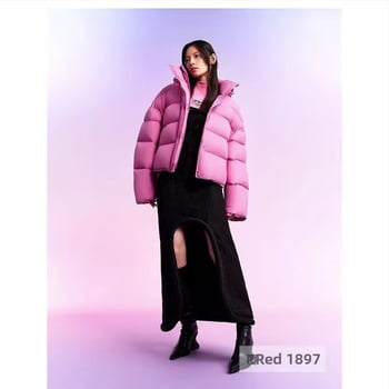 Dámska bunde s kapucňou, hrubá izolácia, nylonová látka, výplň kačacím perom 51–55%, stredná dĺžka, zips