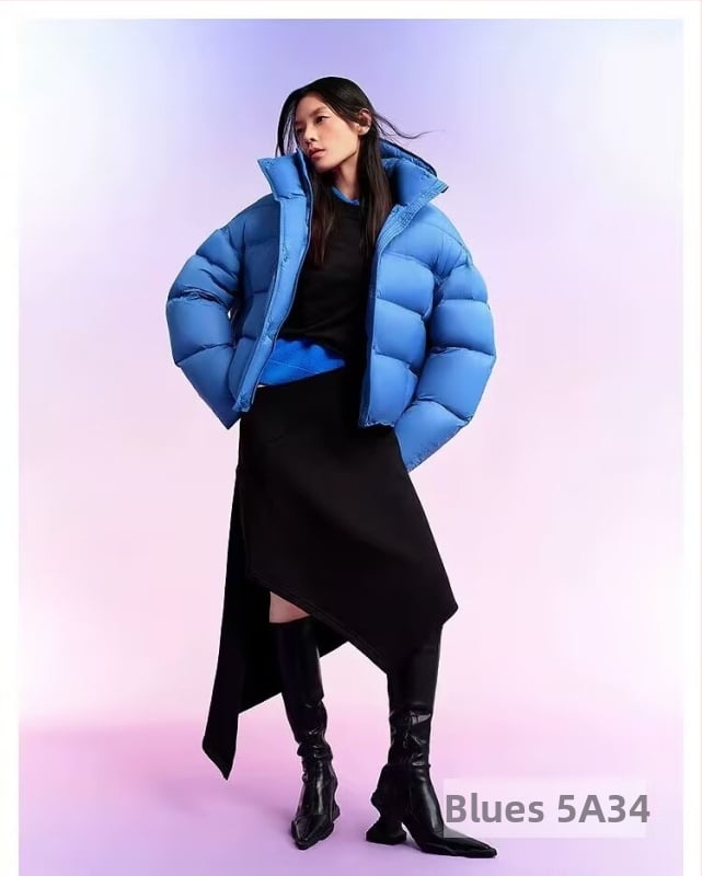 Dámska bunde s kapucňou, hrubá izolácia, nylonová látka, výplň kačacím perom 51–55%, stredná dĺžka, zips