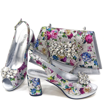 Set ženskih cipela za banket i clutch torbica: oštar nos, PU gornji materijal, visoke pete 6–8 cm, točkasti uzorak, gumeni potplat