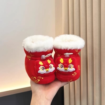 Σετ βρεφικά παπούτσια με επένδυση φλίς και κάλτσες — παχιά σόλα από βαμβάκι, επάνω μέρος από βαμβάκι, αντιολισθητικά και ζεστά, για 6–12 μηνών