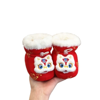 Σετ βρεφικά παπούτσια με επένδυση φλίς και κάλτσες — παχιά σόλα από βαμβάκι, επάνω μέρος από βαμβάκι, αντιολισθητικά και ζεστά, για 6–12 μηνών