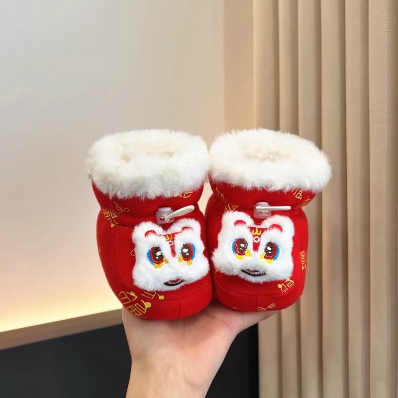 Σετ βρεφικά παπούτσια με επένδυση φλίς και κάλτσες — παχιά σόλα από βαμβάκι, επάνω μέρος από βαμβάκι, αντιολισθητικά και ζεστά, για 6–12 μηνών