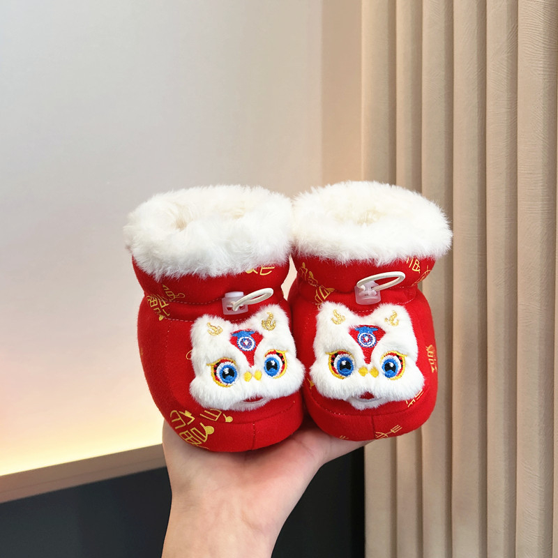 Σετ βρεφικά παπούτσια με επένδυση φλίς και κάλτσες — παχιά σόλα από βαμβάκι, επάνω μέρος από βαμβάκι, αντιολισθητικά και ζεστά, για 6–12 μηνών