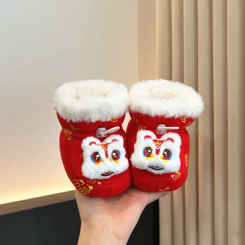 Σετ βρεφικά παπούτσια με επένδυση φλίς και κάλτσες — παχιά σόλα από βαμβάκι, επάνω μέρος από βαμβάκι, αντιολισθητικά και ζεστά, για 6–12 μηνών