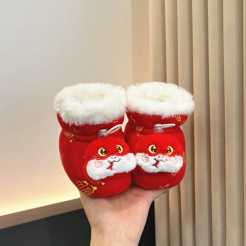 Σετ βρεφικά παπούτσια με επένδυση φλίς και κάλτσες — παχιά σόλα από βαμβάκι, επάνω μέρος από βαμβάκι, αντιολισθητικά και ζεστά, για 6–12 μηνών