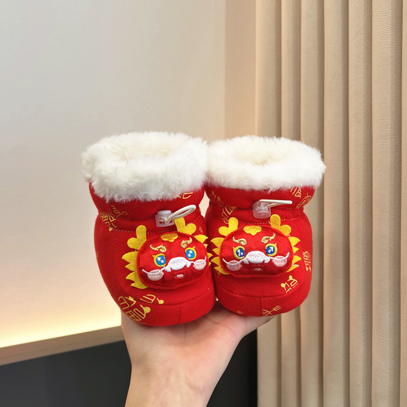 Σετ βρεφικά παπούτσια με επένδυση φλίς και κάλτσες — παχιά σόλα από βαμβάκι, επάνω μέρος από βαμβάκι, αντιολισθητικά και ζεστά, για 6–12 μηνών