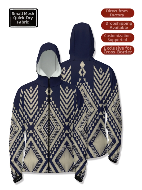 Športová rybárska košeľa s kapucňou, rýchloschnúca, úzky strih, predný zips, 100% polyester