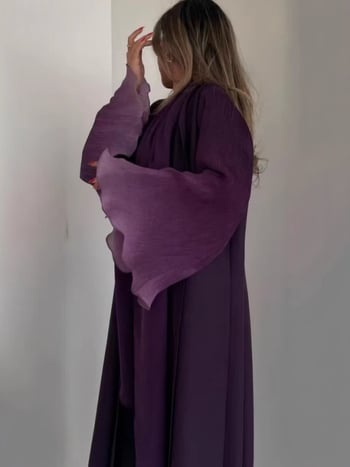 Cardigan lung gradient cu rever Lapel, croi lejer, mâneci clopot, poliester