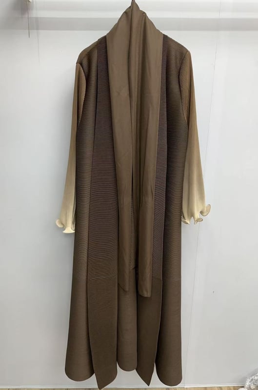 Cardigan lung gradient cu rever Lapel, croi lejer, mâneci clopot, poliester