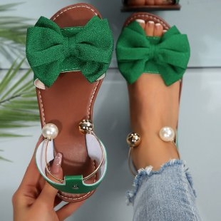 Сандали с една презрамка, PU кожа, каучукова подметка, кръгла форма на пръста, плоско ходило