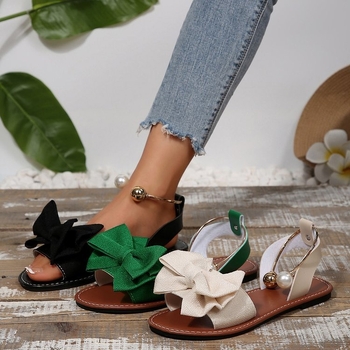 Сандали с една презрамка, PU кожа, каучукова подметка, кръгла форма на пръста, плоско ходило