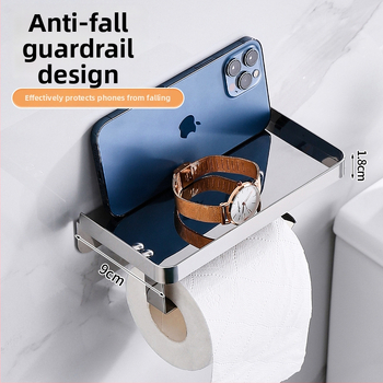 Nerezový oceľový držiak na telefón do kúpeľne a zásobník na toaletný papier, oválny tvar, brúsený povrch, moderný minimalistický štýl