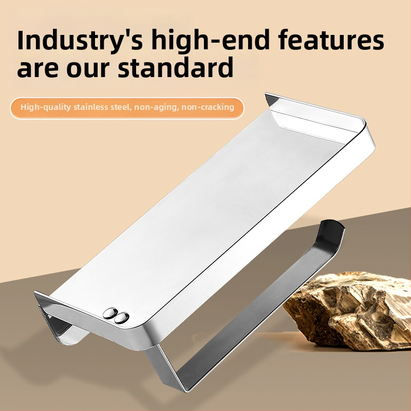 Nerezový oceľový držiak na telefón do kúpeľne a zásobník na toaletný papier, oválny tvar, brúsený povrch, moderný minimalistický štýl