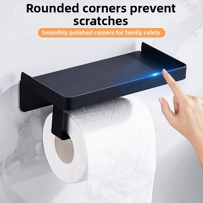 Nerezový oceľový držiak na telefón do kúpeľne a zásobník na toaletný papier, oválny tvar, brúsený povrch, moderný minimalistický štýl