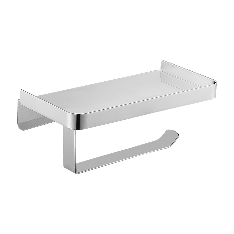 Държач за телефон и поставка за тоалетна хартия от неръждаема стомана за баня, елипсовиден дизайн, шлифована повърхност, модерен минималистичен стил