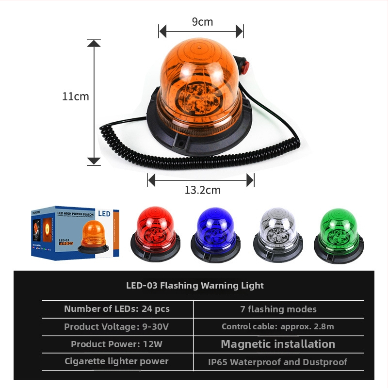 Автомобилно предупредително светло - Марка HJ, Материал PC+LED, Ток 0,6 A, Модел: Warning light, Подходящо за всички модели