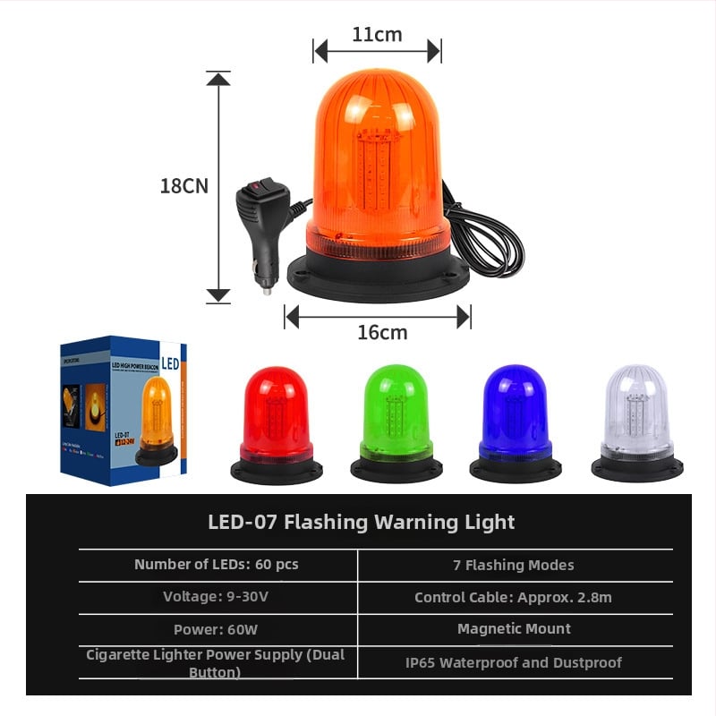 Автомобилно предупредително светло - Марка HJ, Материал PC+LED, Ток 0,6 A, Модел: Warning light, Подходящо за всички модели