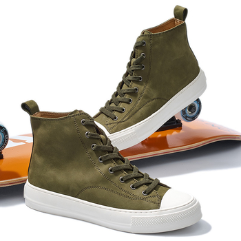 Ανδρικά δερμάτινα sneakers με μεσαίο ύψος, καλοκαιρινά, σε στυλ Κορεάτικο; Άνω μέρος: δέρμα πρώτης κατηγορίας; Σόλα: καουτσούκ; Ύψος: χαμηλό (1-3 cm); Κλείσιμο: κορδόνια; Χαρακτηριστικά: διαπνοή, ανθεκτικότητα, απορρόφηση κραδασμών