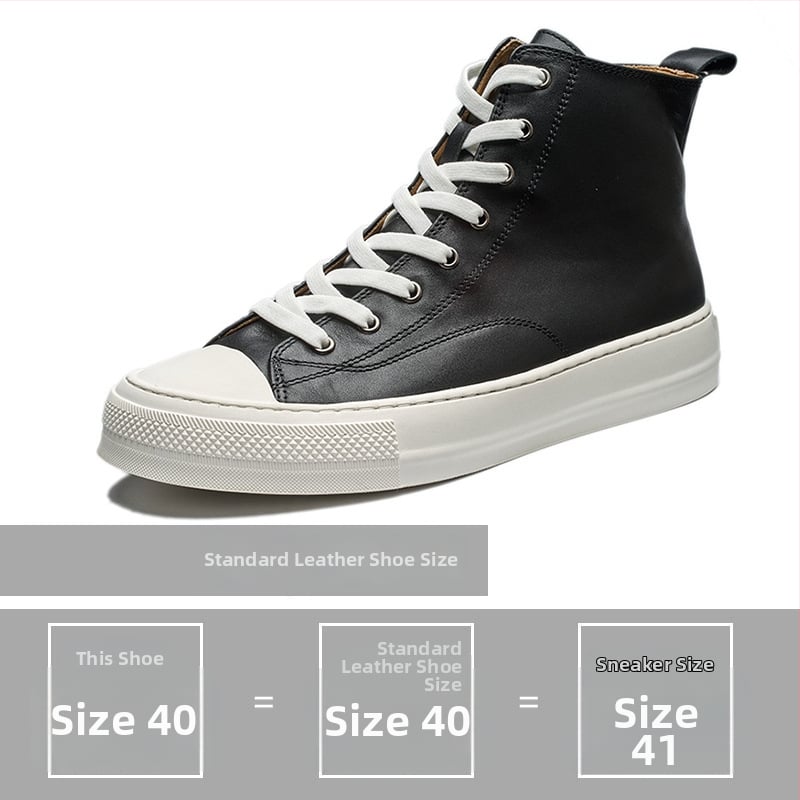 Ανδρικά δερμάτινα sneakers με μεσαίο ύψος, καλοκαιρινά, σε στυλ Κορεάτικο; Άνω μέρος: δέρμα πρώτης κατηγορίας; Σόλα: καουτσούκ; Ύψος: χαμηλό (1-3 cm); Κλείσιμο: κορδόνια; Χαρακτηριστικά: διαπνοή, ανθεκτικότητα, απορρόφηση κραδασμών